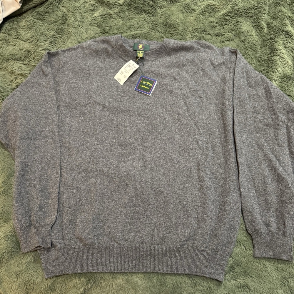 VTG Club Room Luxury 100% Cashmere Men's Sweater Char Heather Gray NWT Size M‎